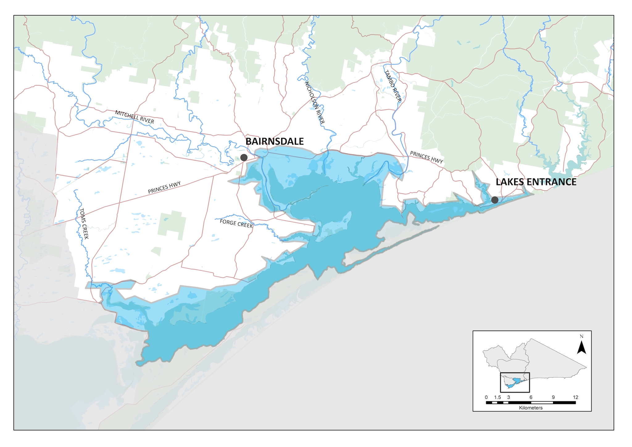Gippsland Lakes Local Area Map